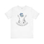 Peaceful Spirit Hippie Ghost Softstyle T-Shirt featuring a happy ghost with peace signs and flowers.