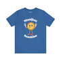 Manifest Sunshine T Shirt featuring a cheerful cartoon sun with peace signs and hand-lettered text.