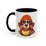 Hipster Dog Mug featuring a stylish dog wearing glasses and a beanie, perfect for coffee lovers.