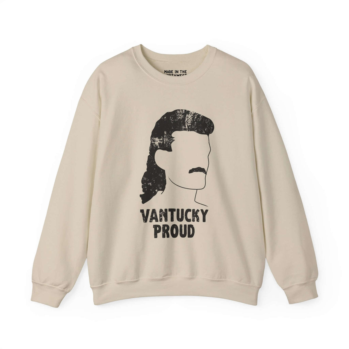 Vantucky Proud Billy Ray Slammer sweatshirt showcasing bold graphic design on beige fabric