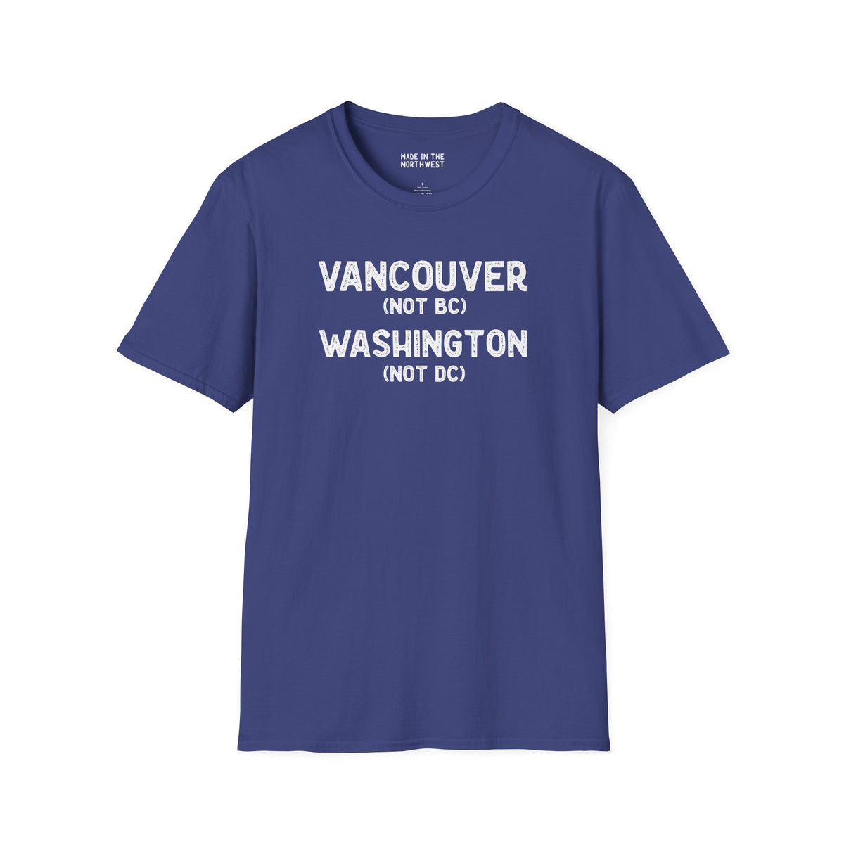 Vancouver Washington (Not DC) Softstyle T-Shirt for proud locals in blue color.