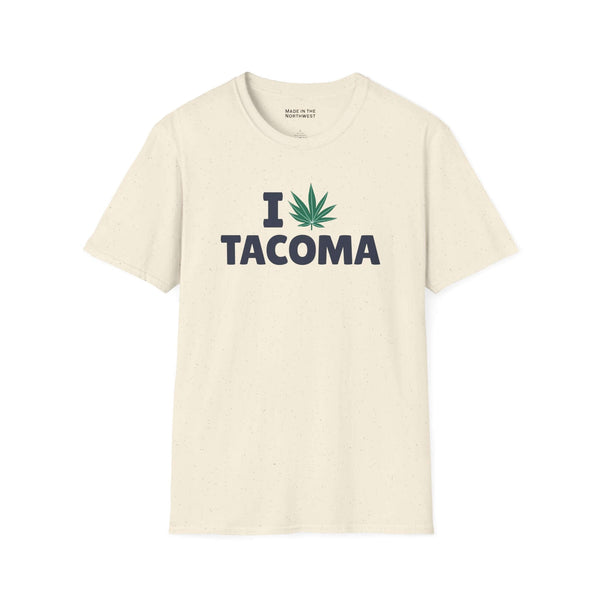 I Marijuana Tacoma T Shirt featuring a graphic design with a marijuana leaf and bold text.