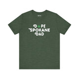 Dope Spokane Dad Premium Soft Tee with playful marijuana leaf design, perfect for cool dads in Washington.