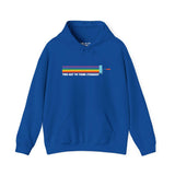 Too Gay To Think Straight hoodie featuring a colorful paint roller design, perfect for Pride celebrations.