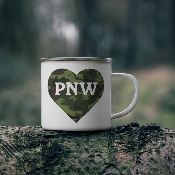 Camouflage PNW Heart Camping Mug