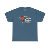Maybe Coffee is Addicted to Me athletic tee with playful coffee design for coffee lovers.
