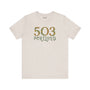 503 Floral Area Code tee in cream color, showcasing Portland pride with nature-inspired design.