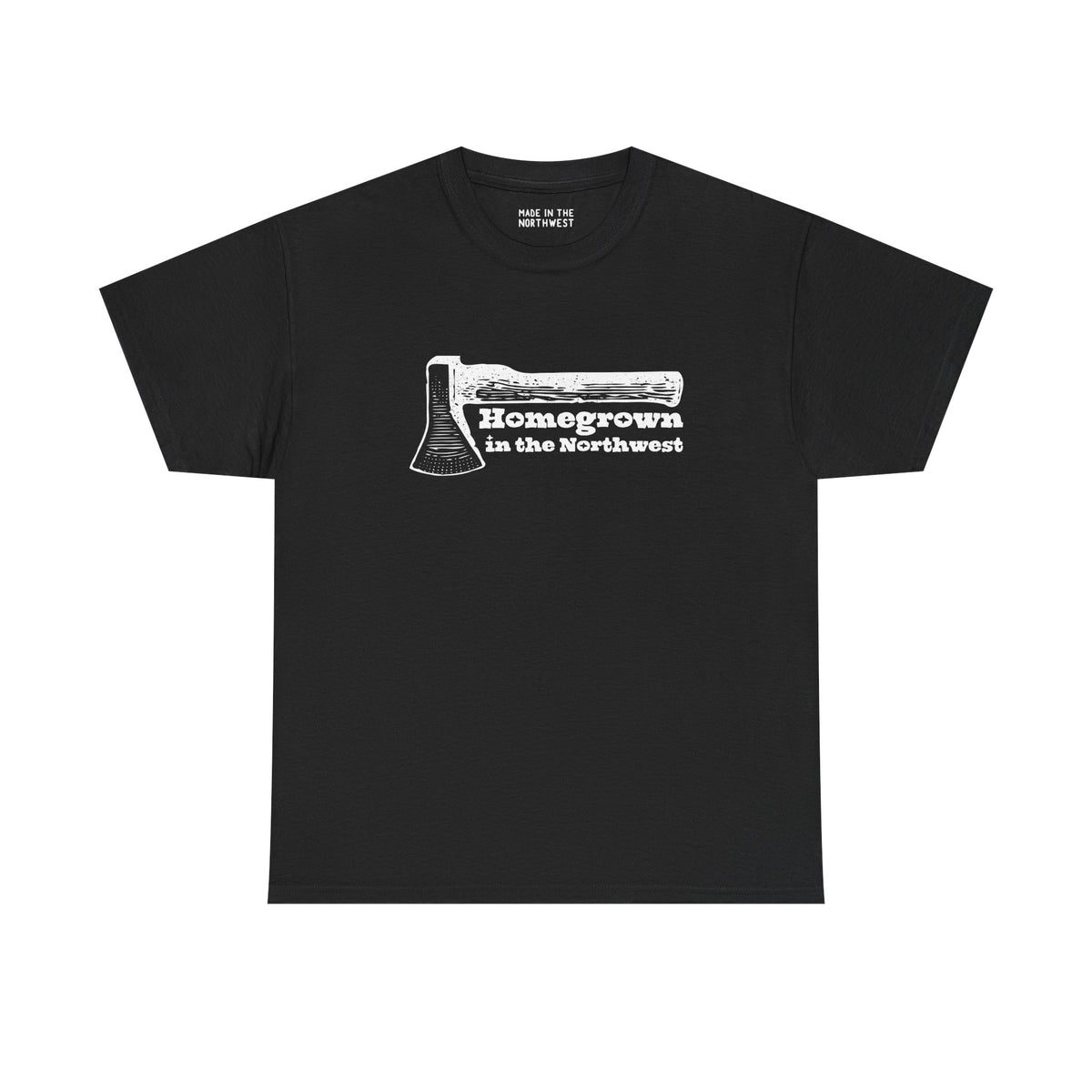 Homegrown in the Northwest athletic tee featuring a rugged axe design, representing Pacific Northwest pride and spirit.