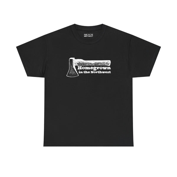 Homegrown in the Northwest athletic tee featuring a rugged axe design, representing Pacific Northwest pride and spirit.
