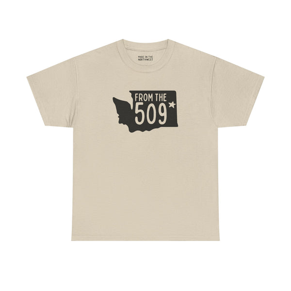 From the 509 Washington State Athletic Tee showcasing Spokane pride with state shape and star design.