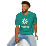 Stay Groovy T Shirt featuring a retro flower design and vintage lettering, perfect for laid-back vibes.