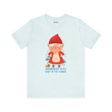 Gnomebody Puts Baby in the Corner premium soft tee featuring an adorable gnome design and playful text.