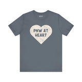 Gray t-shirt with heart-shaped map print and 