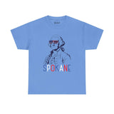 Blue tee featuring George Washington with USA sunglasses and 