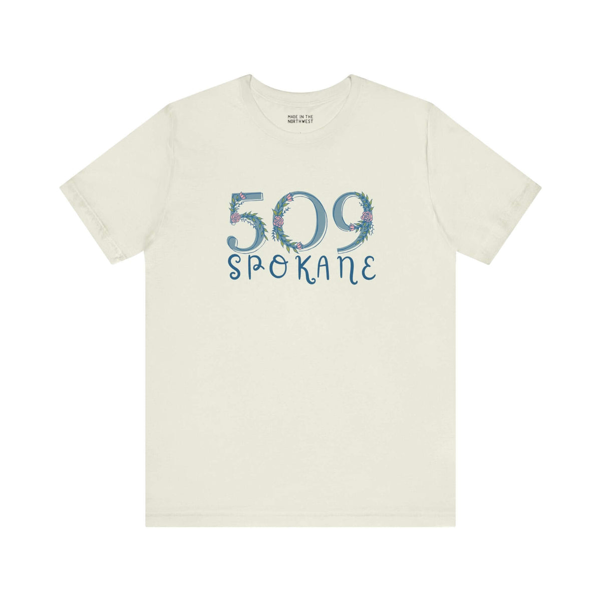 509 Floral Area Code Premium Soft Tee in light color, showcasing Spokane pride with a stylish design.