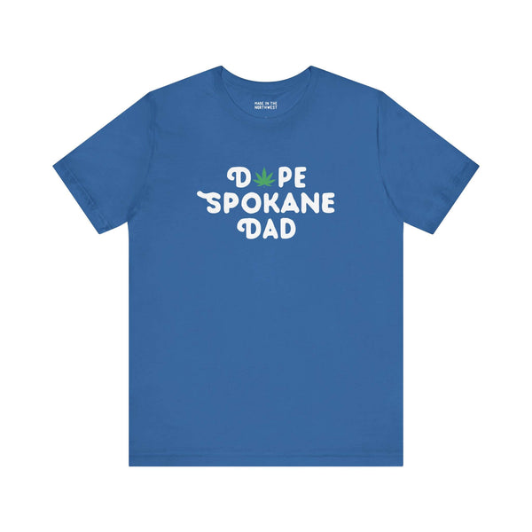 Blue Dope Spokane Dad soft tee featuring a marijuana leaf graphic, perfect for stylish dads in Washington.