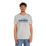 Model wearing I Have a Taste for Fine Imports tee featuring 80s Merkur XR4TI design.