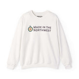 Made in the Northwest Sweatshirt featuring compass graphic and logo on a clean white background.