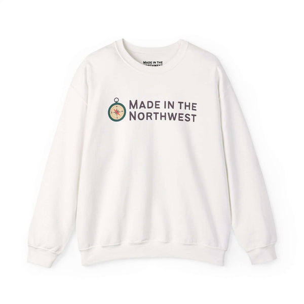 Made in the Northwest Sweatshirt featuring compass graphic and logo on a clean white background.
