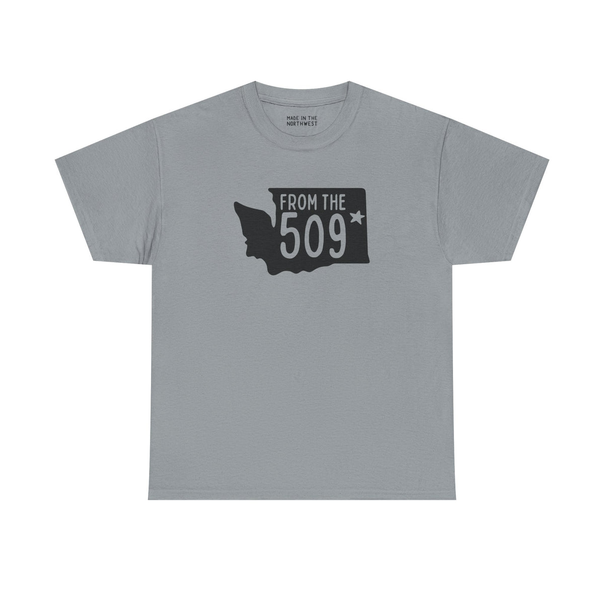 Gray From the 509 Washington State Athletic Tee with Spokane star design, showcasing Inland Northwest pride.