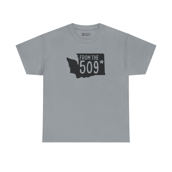 Gray From the 509 Washington State Athletic Tee with Spokane star design, showcasing Inland Northwest pride.