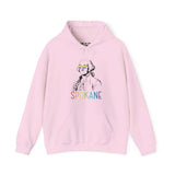 Pink hoodie with rainbow 