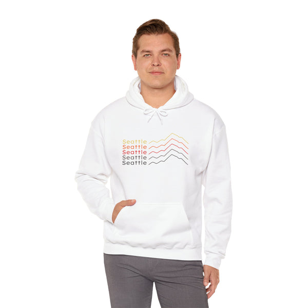 Seattle Minimalist Mountain hoodie featuring a stylish stacked mountain design, perfect for showing local pride.