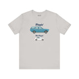 Premium soft tee featuring a Subaru wagon graphic with 'Pimpin' Not Pimpin' text.