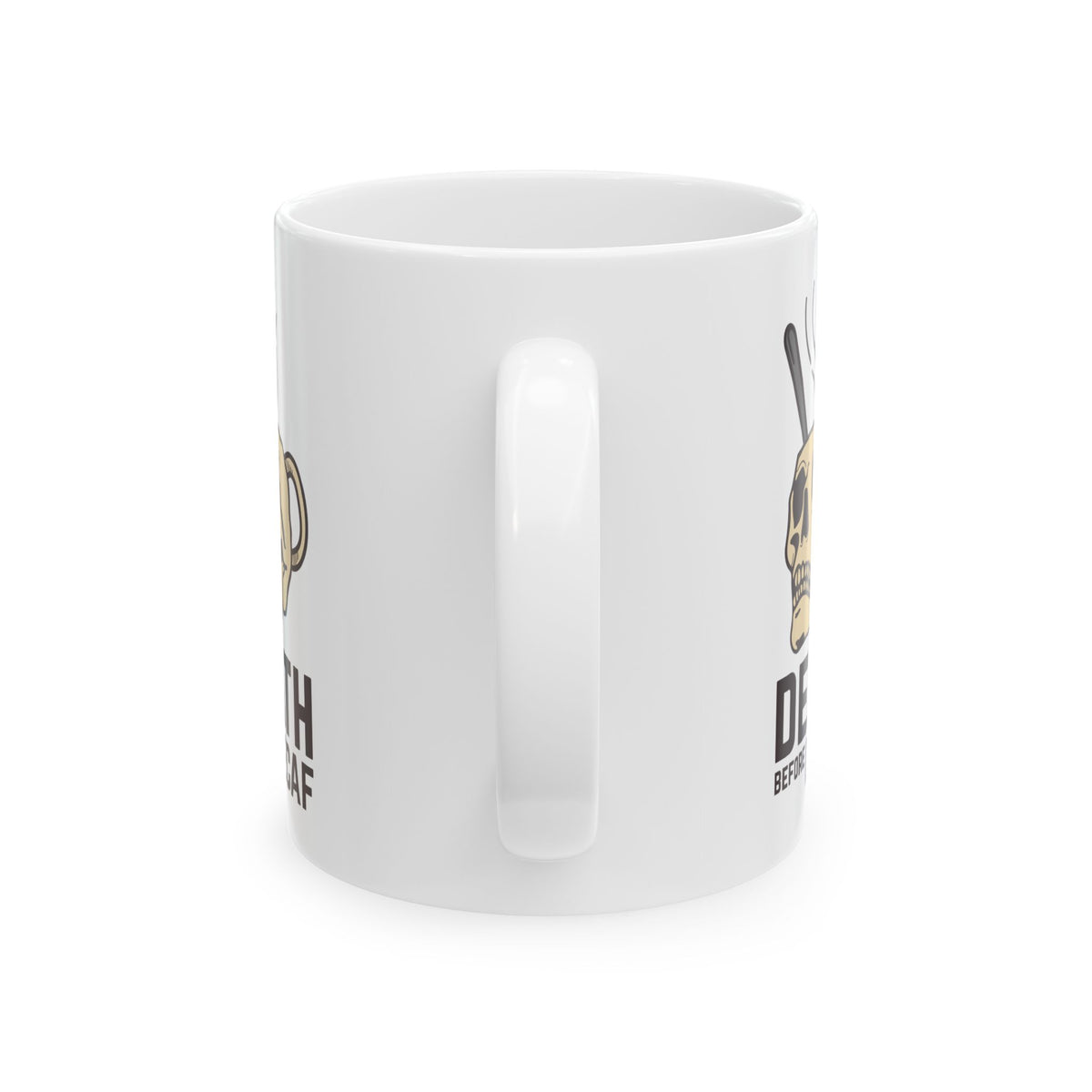 Death Before Decaf Skull Ceramic Coffee Mug
