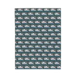 Highway Hideaway Class A Motorhome Lightweight Cozy Blanket design featuring a repeating pattern of motorhomes.