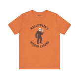 Halloween's Hidden Legend Bigfoot tee shirt featuring a Sasquatch dressed as Jason with a knife in hand.