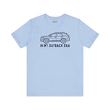 Light blue tee featuring a Subaru Outback graphic and 'In My Outback Era' text, perfect for car lovers and outdoor enthusiasts.
