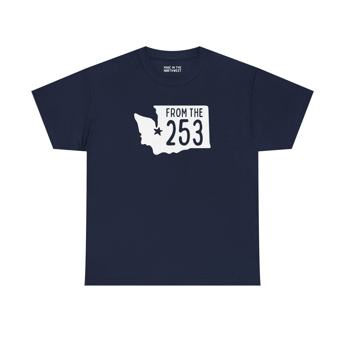 From the 253 Washington State Athletic Tee featuring Tacoma star design on navy background.
