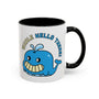 Whale Hello There Mug featuring a cheerful blue whale illustration and playful text design.