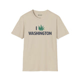 I Marijuana Washington T Shirt featuring a graphic with a marijuana leaf and the text 'I WASHINGTON'.