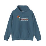 Gnomebody Loves Halloween More Than Me hoodie featuring a skeleton gnome with Halloween balloons, perfect for festive celebrations.