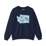 Washington State of Mind Typography Sweatshirt with state-shaped design