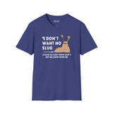 I Don’t Want No Slug T Shirt featuring playful slug illustration and humorous text for 90s nostalgia lovers.