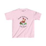 Pink kids' t-shirt with a gnome and the quote 