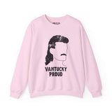 Pink Vantucky Proud sweatshirt featuring Billy Ray silhouette graphic and bold text design.