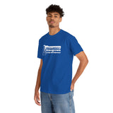 Homegrown in the Northwest athletic tee in blue featuring a rugged axe design, embodying PNW spirit and pride.