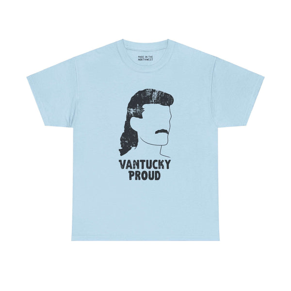 Light blue "Vantucky Proud" Billy Ray Slammer athletic tee featuring bold graphic design.