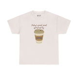Today's Good Mood Sponsored By Coffee athletic tee featuring a coffee cup design, perfect for coffee lovers.