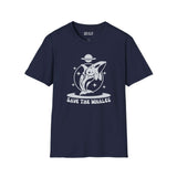 Navy Save the Whales orca softstyle t-shirt with mystical graphic design, promoting marine life conservation.