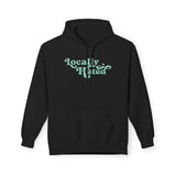 Locally Hated hoodie featuring a cheeky retro script design on a black sweatshirt.