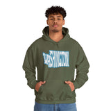 Person wearing a green Washington State of Mind typography hoodie with 