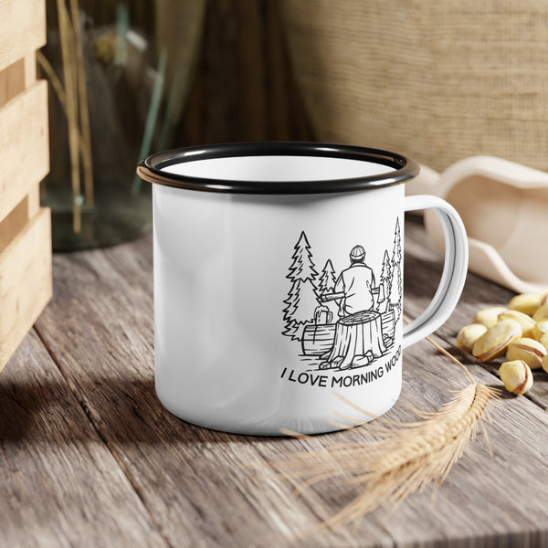 I Love Morning Wood Lumberjack Camping Mug