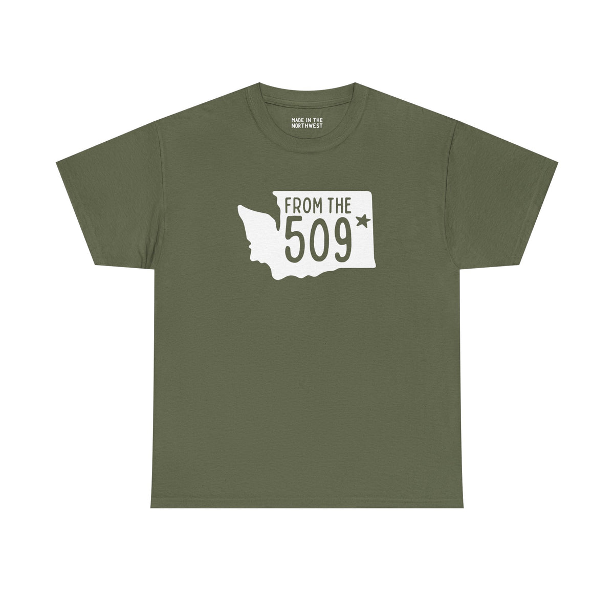 From the 509 Washington State athletic tee featuring Spokane star design, perfect for locals and outdoor enthusiasts.