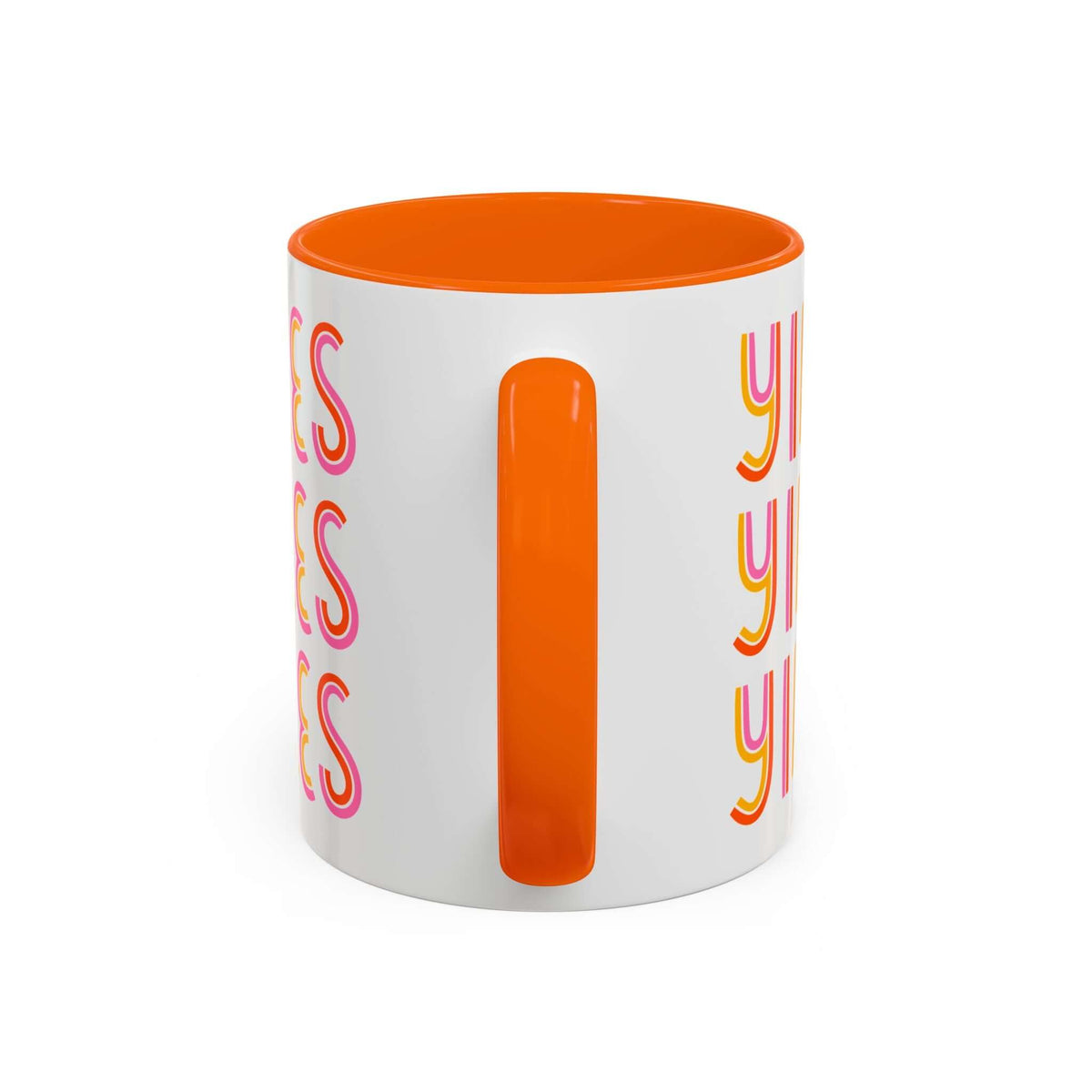 Retro Yikes Coffee Mug with colorful interior and handle, featuring playful stacked 'YIKES' design.