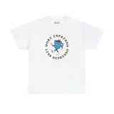 White athletic tee featuring a playful espresso graphic with the text 'More Espresso Less Depresso'.